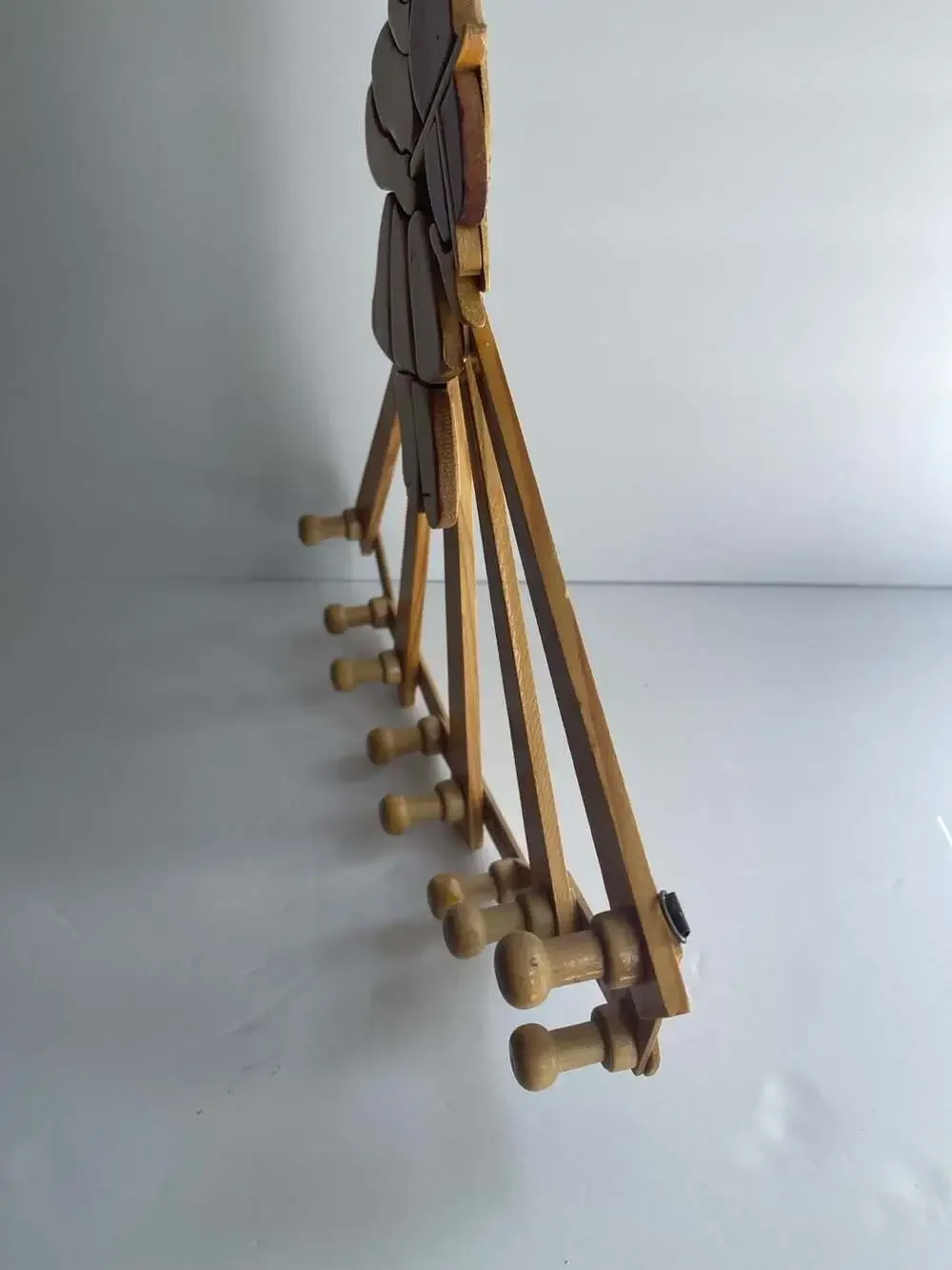 Vintage Wooden Accordion Wall Rack in the Shape of a Girl Playing a Violin